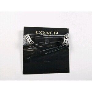 Coach Signature Enamel Black White Gold Hoop Huggie Earrings